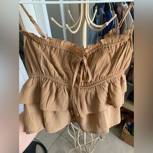 Wild Fable western brown crop top/flared shirt 
11in Long & 13 Wide